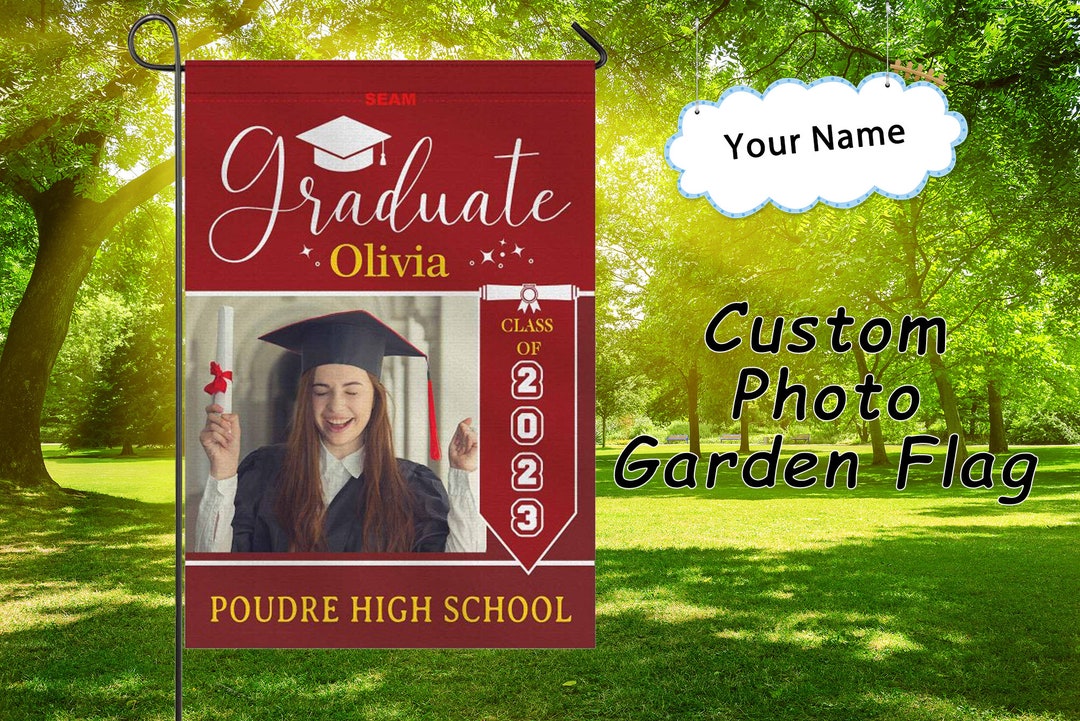 Personalized Photo Flag Made in USA,2023 Graduation Garden Flag,custom