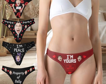 Custom Face Thong, Personalized Underwear, Anniversary Gift