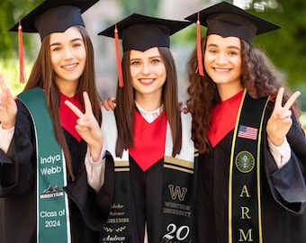 Custom Graduation Stole with Logo, Personalized Class of 2024 Sash