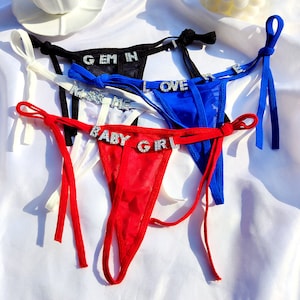 Custom Crystal Letter G-String, Personalized Name Thong