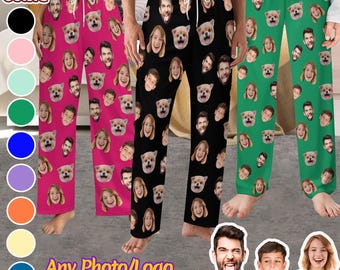 Pantalón de pijama personalizado con foto, pijama unisex personalizado, regalo con foto