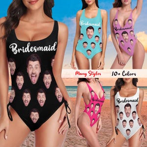 Personalized Bride Bathing Swimsuit,Custom Face Swimsuit,Custom Photo Bridesmaid Swimsuit,Summer Holiday Bathing Suit,Bachelorette Gifts