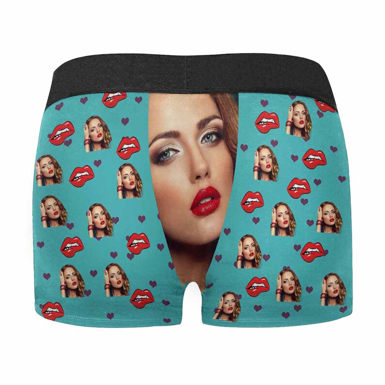 Custom Boxers for Men with Face Red Lips Personalized Valentine/'s Day Underwear for Men Funny Gag Gift