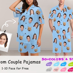 Personalized Pajama with Face for Couple,Custom Face Pajama Sets,Couple Photo Pajamas,Personalized Face Pajamas,Christmas Gift for her/him