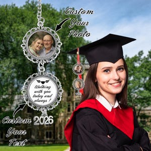 Custom Graduation Tassel With Photo Charm, Memorial Cap Ornament (2026)