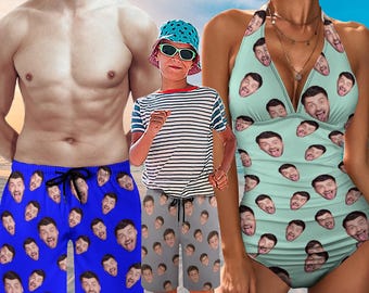 Costume da bagno personalizzato con foto, costume da bagno personalizzato, costumi da bagno coordinati per la famiglia