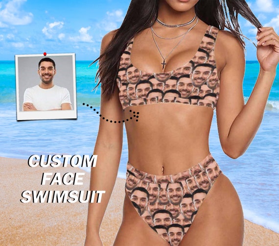 Custom Husband Seamless Face Swimwear Sport Top & High-waisted