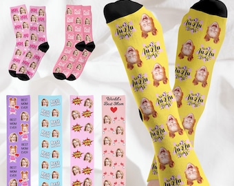 Custom Face Socks for Mom, Personalized Photo Gift