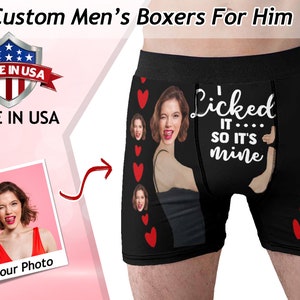 Boxer Personnalisé Homme - Photo Imprimée - Cadeau Drôle Saint-Valentin Anniversaire