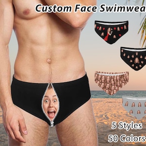 Custom Face Man Swimsuit, Personalized Face Mens Swim Briefs, Custom Mens Speedos, Face on Mens Swim Shorts,Bachelor Party Gift for Men