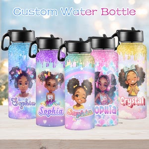 Custom Name Water Bottle,Personalized Water Bottle with Straw,Water Bottle with Name,Water Bottle with Text,Back to school Bottle Gift