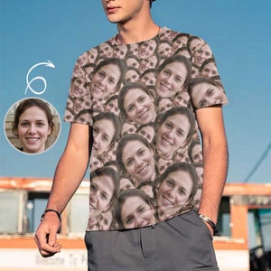 Custom T-shirt with Face for Men Made in USA, Personalized Photo T-Shirt, Face T-shirt for Boyfriend/Husband,Photo T-Shirt Gift for Father