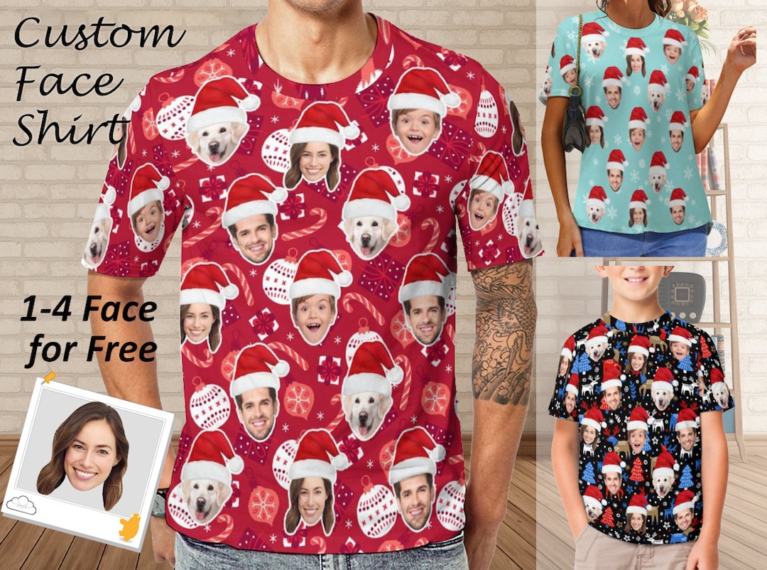 Custom Photo Christmas Tshirt Personalized Photo Family Etsy Australia