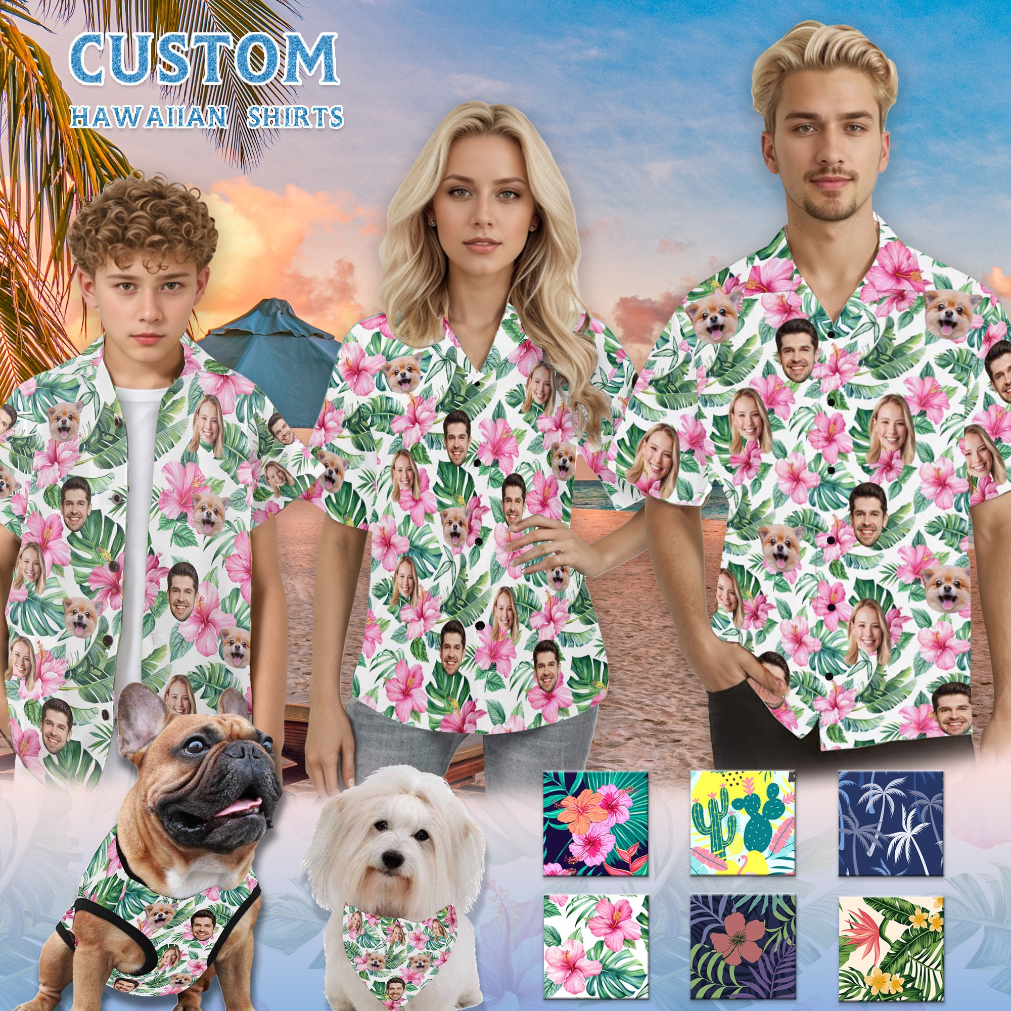 Camicia hawaiana personalizzata con bassotto: camicia Aloha estiva tropicale - Italia