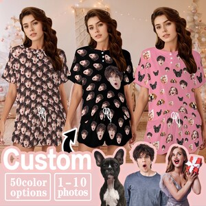 Conjunto de pijama con cara personalizada, regalo de ropa de estar por casa con foto personalizada