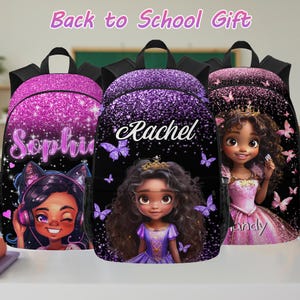 Custom Afro Black Girl Backpack,Custom Name Backpack For Girls,Custom Backpack Lunch Bag Set,Name on Water Bottle,Back to School Gifts