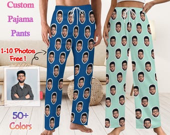 Pantalones de pijama personalizados con foto, pijama unisex con cara personalizada