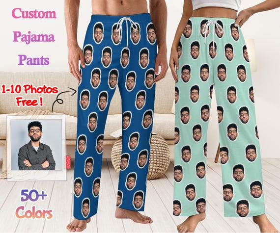 Pantalon de pyjama personnalise avec photo pyjama unisexe personnalise pour femme et homme pantalon de pyjama personnalise avec visage pyjama pour couple cadeau pour femme mari Etsy France