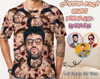 Custom Face All Over Print T-Shirt, Personalized Photo Shirt
