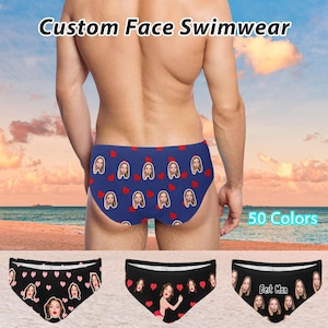 Personalised Face Speedo,Custom Face Mens Swim Briefs,Custom Speedo with Face,Funny Swim Briefs/Swim Shorts,Party Gift for Husband/Boyfriend