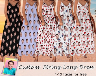 Custom Face Sleeveless Dress, Personalized Photo Summer Dress