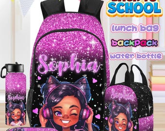 Set Girls School Bag Childrens Backpack With Lunch Box Pencil 9d64 - View #3