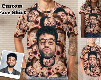 Chemise faciale personnalisée pour mari/petit ami fabriquée aux États-Unis, photo personnalisée sur t-shirt, chemises imprimées personnalisées, meilleur cadeau pour la fête des pères