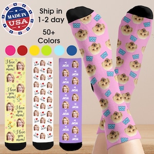 Benutzerdefinierte Gesichtssocken für Mama, Muttertagssocken, personalisierte lustige Socke mit Gesicht, Muttertagsgeschenk, Gesichter auf Socken, Bildsocken, Geschenk für Hundemutter