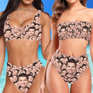 Custom Swimsuit with Husband Face,Personalized Bachelorette Party Swimsuit,Custom Face on Bathing Suit/Bikini,Funny Swimwear,Vacation Gifts
