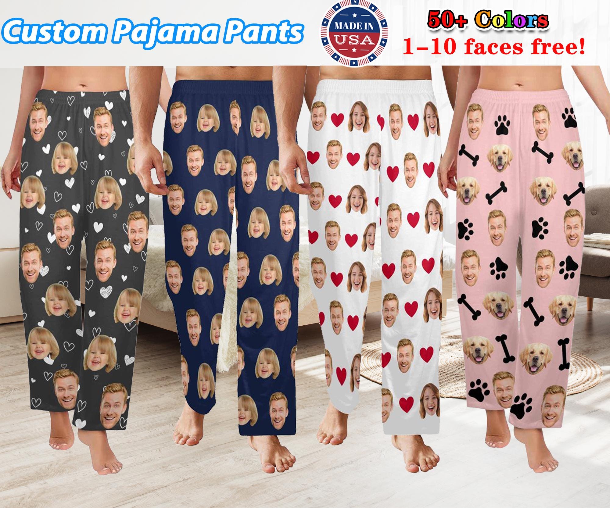 Custom Face Pajama Pants, USA Made, Photo Sleepwear - Etsy