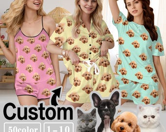 Custom Face Pajama Set, Personalized Photo Loungewear Gift