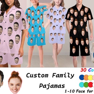 Custom Face Short Sleeve Pajama Set,Personalized Photo Family Pajamas,Photo Print on Pajamas Set,Custom Picture Pajamas,Party/Christmas Gift