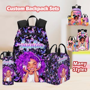 Sac à dos personnalisé, cartable noir personnalisé pour fille, boîte à crayons personnalisée avec nom, cartable avec nom, cadeaux de rentrée