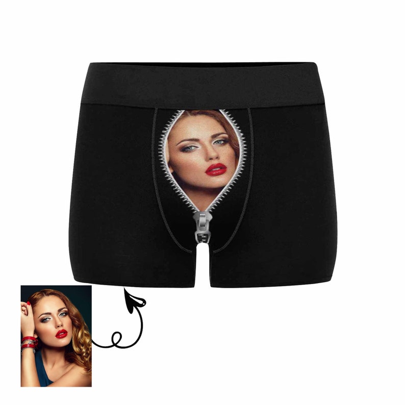 Custom Men/'s Funny Face on Zipper Underwear Pouch Breathable Boxer Briefs Shorts with Photo Personalized Gifts for him