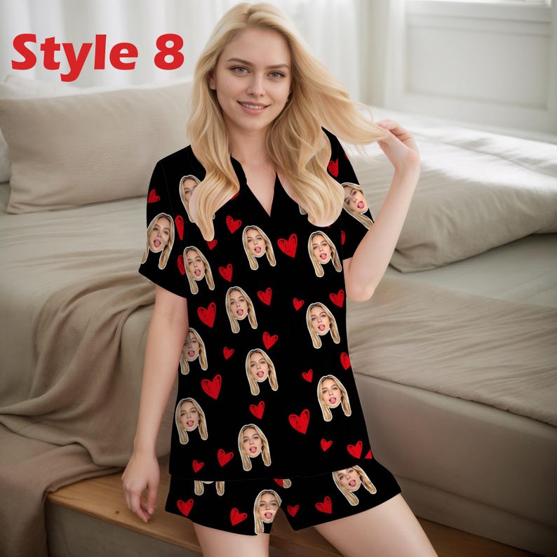 Custom Face Pajama Set, Personalized Photo Pajamas, Christmas Gift Style 8