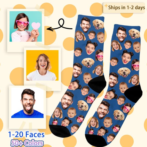 Personalized Photo Socks, Custom Face Socks,Father's Day Gift For Dad
