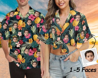 Custom Face Hawaiian Shirt, Photo Couple Shirt, Bachelor Party Gift