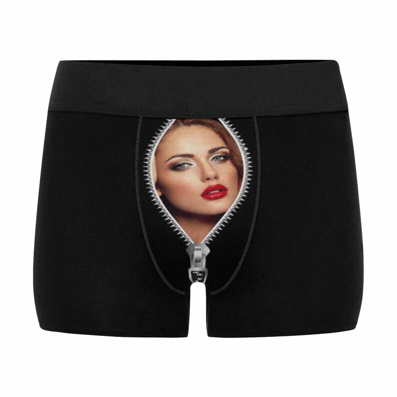 Custom Men/'s Funny Face on Zipper Underwear Pouch Breathable Boxer Briefs Shorts with Photo Personalized Gifts for him
