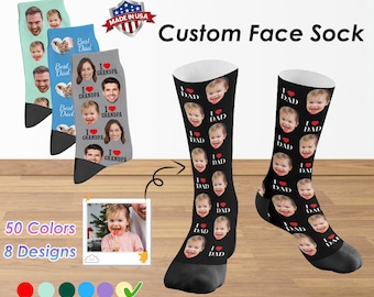 Personalized Face Socks for Dad/Grandpa, Custom Photo Socks
