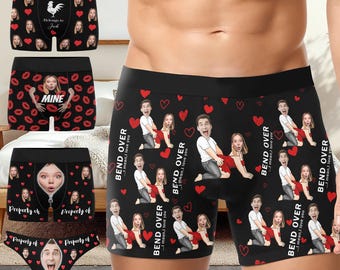 Personalized Face Boxer Briefs, Custom Photo Underwear, Funny Gift