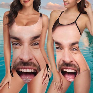 Custom Big Face Swimsuit,Personalized Photo Bathing Suit,Custom Women Swimwear,Custom Bachelorette Swimsuit,Party Bathing Suit,Gift for Her