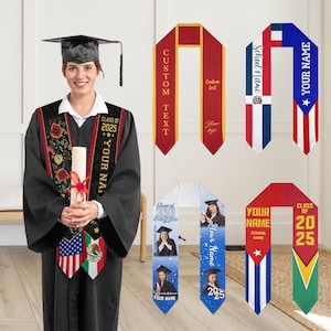 Benutzerdefinierte Abschluss Stola Made in USA, personalisierte Logo Text Grad Stola Schärpe, Klasse von 2025 Stolen Abschluss, Abschluss Stolen, Abschluss Geschenk