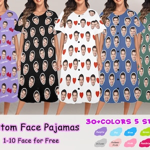 Personalized Pajama Dress with Photo, Custom Face Pajamas, Custom Night Gown with Pictures,Bachelorette Party Pajamas,Christmas Gift For her