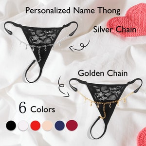 Custom Crystal Letter Name Lace Thongs,personalized Lace G-string