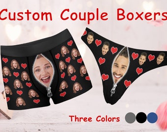 Custom Face Couple Underwear,Personalized Photo Print Boxer Briefs,Custom Couple Briefs for Men Women,Christmas Gift,Father's Day Gifts