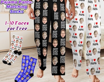 Custom Face Pajama Pants, Personalized Photo Gift for Dad