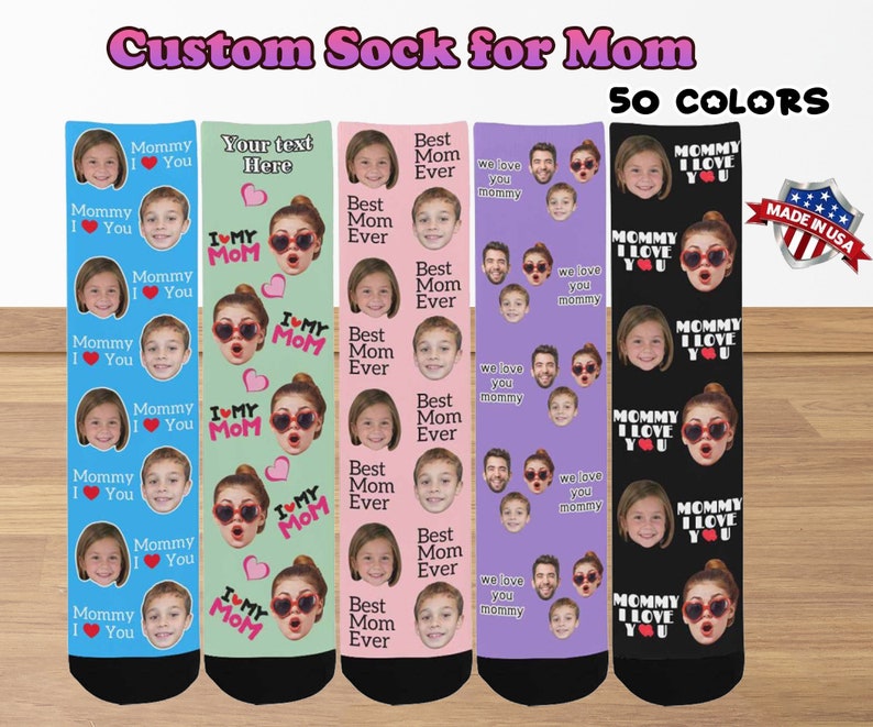 Custom Photo Socks Made in USA, Personalized Funny Socks With Face ...