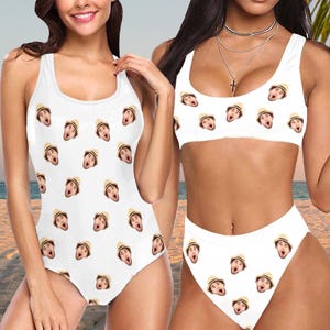Custom Face Swimsuit, Personalized Photo Bikini For Women,Custom Photo Swimwear, Bathing Suit with Face,Party Gift,Gift for Wife/Girlfriend