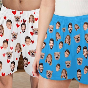 Benutzerdefinierte Pyjama Shorts, personalisierte Gesichts Pyjama Hose für Männer Frauen, benutzerdefinierte Foto Pyjamas Hose, Haustier Gesicht auf Pyjamas, Geschenk für Hund / Katzen Mama / Papa