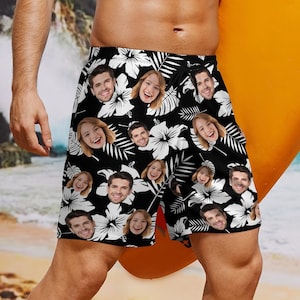 Custom Face Men Swimwear,Custom Swim Shorts for Dad/Husband/Boyfriend,Personalized Photo Men Bathing Suit,Photo Swim Trunks,Bachelor Party